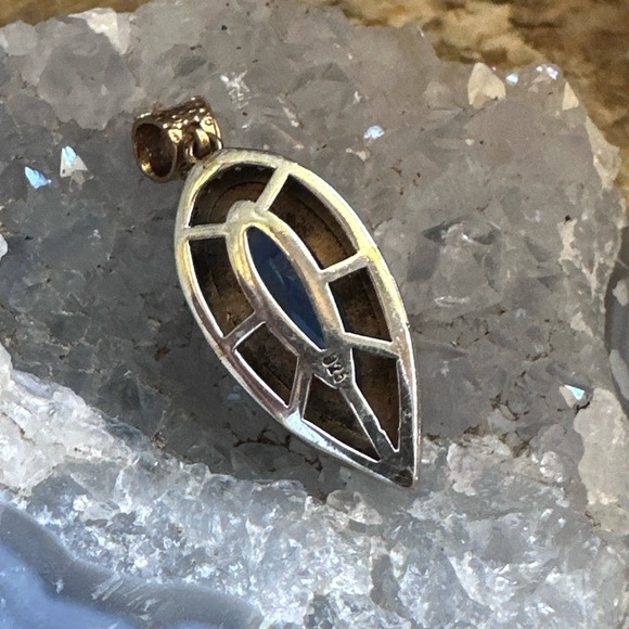 Turkish Two Tone Sterling Sapphire CZ Pendant - Picture 4 of 9